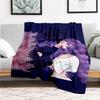 "Romantic Anime Couple Art Print - Love in Purple"Blanket Lightweight Flannel Throw Blanket for Sofa, Bed, Travel, Camping, Livingroom, Offi