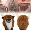 Adorable Plush Highland Cow Decorative Figure With Brown And White Facial Features