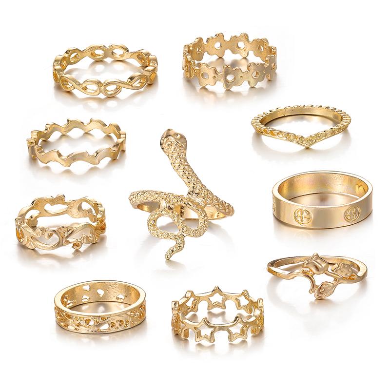 Ювелирные изделия с животными, набор колец в форме змеи из 10 предметов