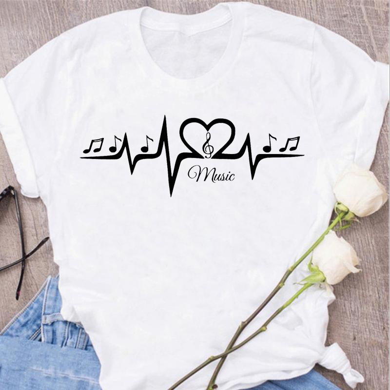 Новая футболка Harajuku Funny Music Note Art T 3D Printe женская футболка музыкальные топы короткие рукава черная футболка