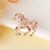 Metal Enamel Horse Brooch Pin Sparkling Mascot Horse Lapel Pin Zodiac Horse Brooch  New Year Gifts