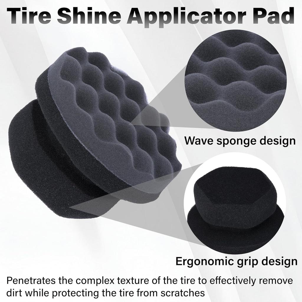 2 PCS Tire Shine Applicator Pad, Hex Grip Tire Dressing Applicator, Reusable Tire Foam Sponge, Tire Shine Brush, Car Detailing Sponge For Rubber