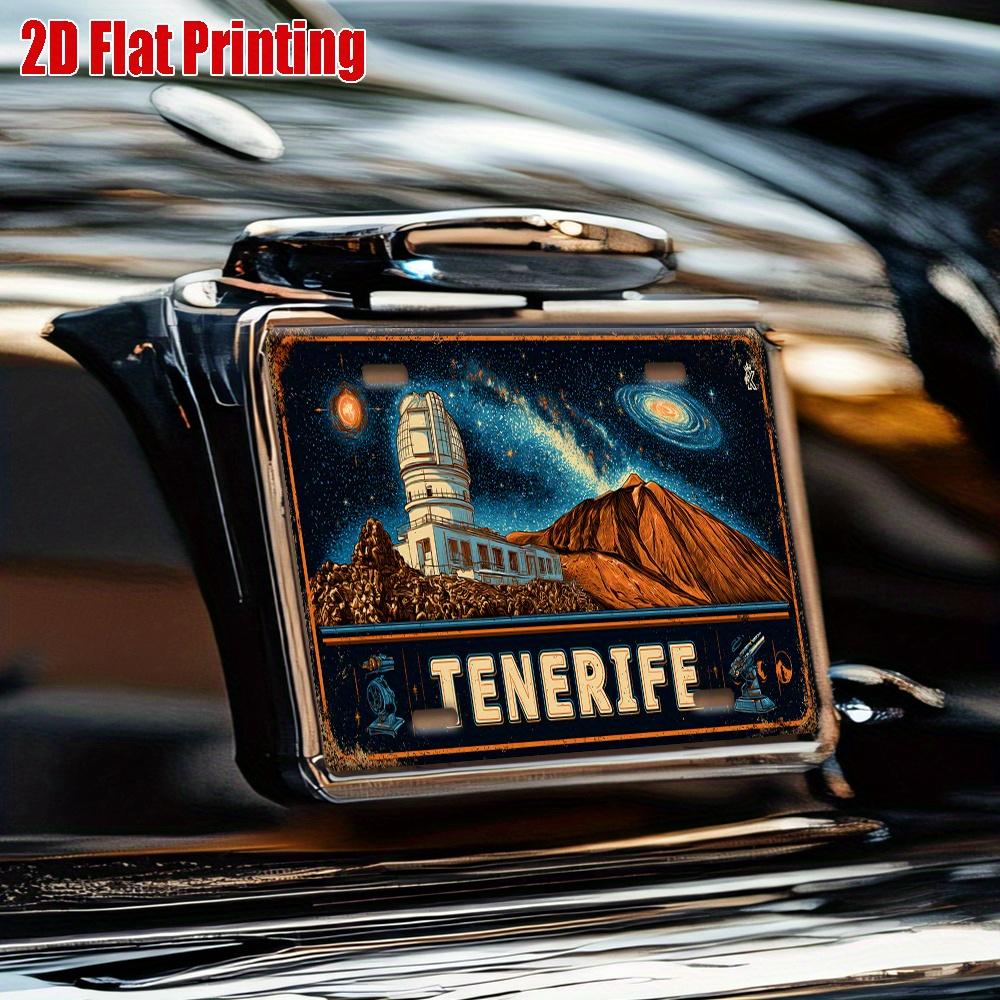 Печать, , Винтажный металлический номерной знак, Настенное искусство для улицы , Алюминиевая табличка ТЕНЕРИФЕ с дизайном вулкана и обсерватории, Отлично