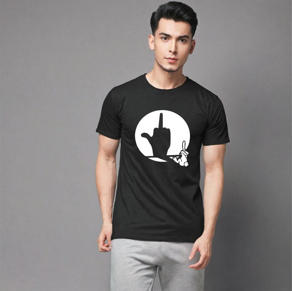 Funny Rabbit Shadow Han Sign T-Shirt, Novelty Bunny Joke Humorous Graphic Tee