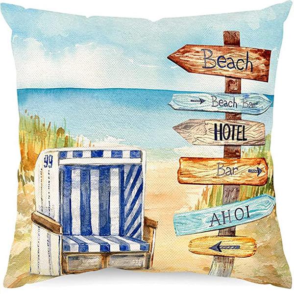 Summer Hot Style Ocean Style Pillow Beach Shell Pattern Blue Pillow Case Home Sofa Pillow Case Cushion Cover