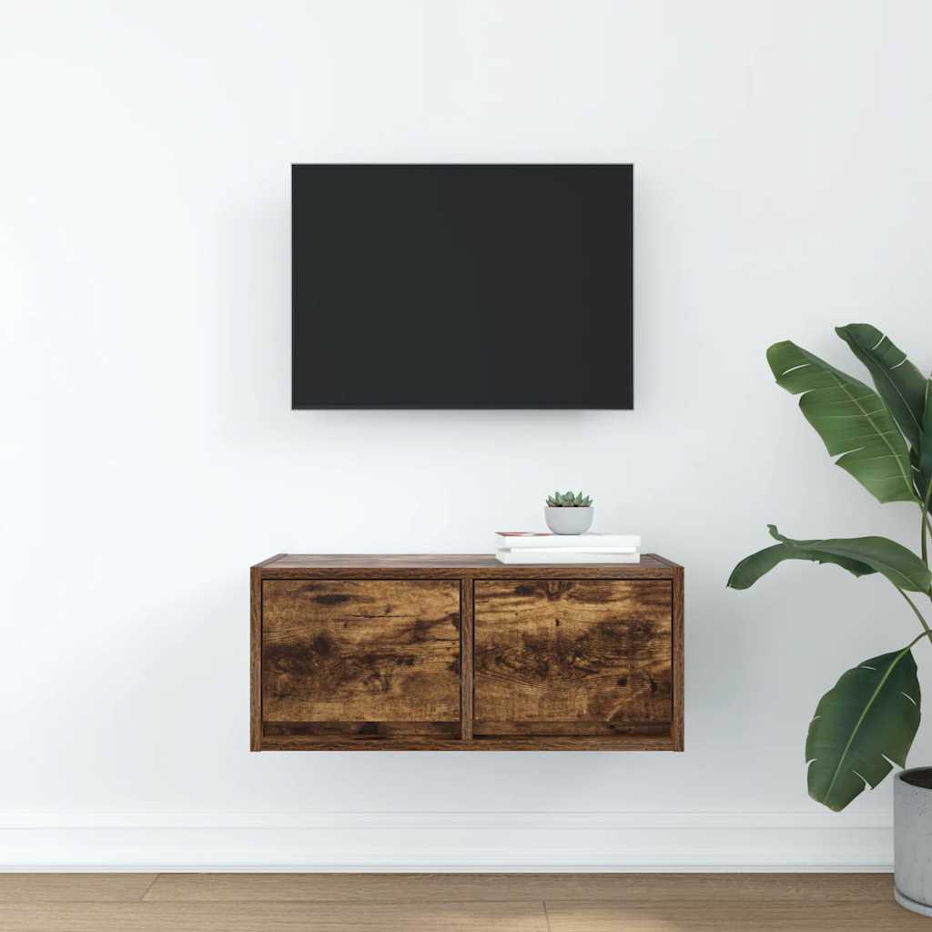 TV Wall Cabinet Smoked Oak 60 x 31 x 25.5 cm Particleboard