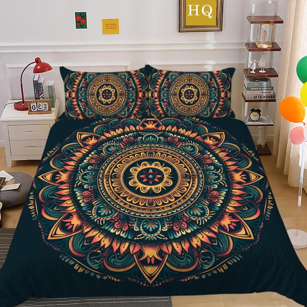 Mandala Printed Home Textiles Full Size Polyester Bed Clothes Woman Girl High Quality Comforter Cover Sets
