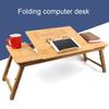 Регулируемый бамбуковый стол для ноутбука с эффектом охлаждения вентилятором, откидной верхний ящик, складной прикроватный столик