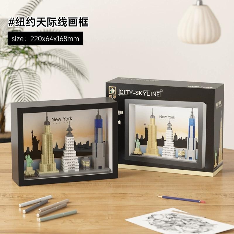 MOC Архитектура Горизонты Париж Лондон Нью-Йорк Дубай Шанхай Вид улицы Конструктор Мини-конструктор Украшение Игрушка