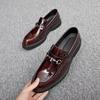 Spring Men's Formal Business Leather Shoes Men's Round Head British Patent Leather Glossy Men's Shoes Genuine Leather Casual Leather Shoes Men's Trend