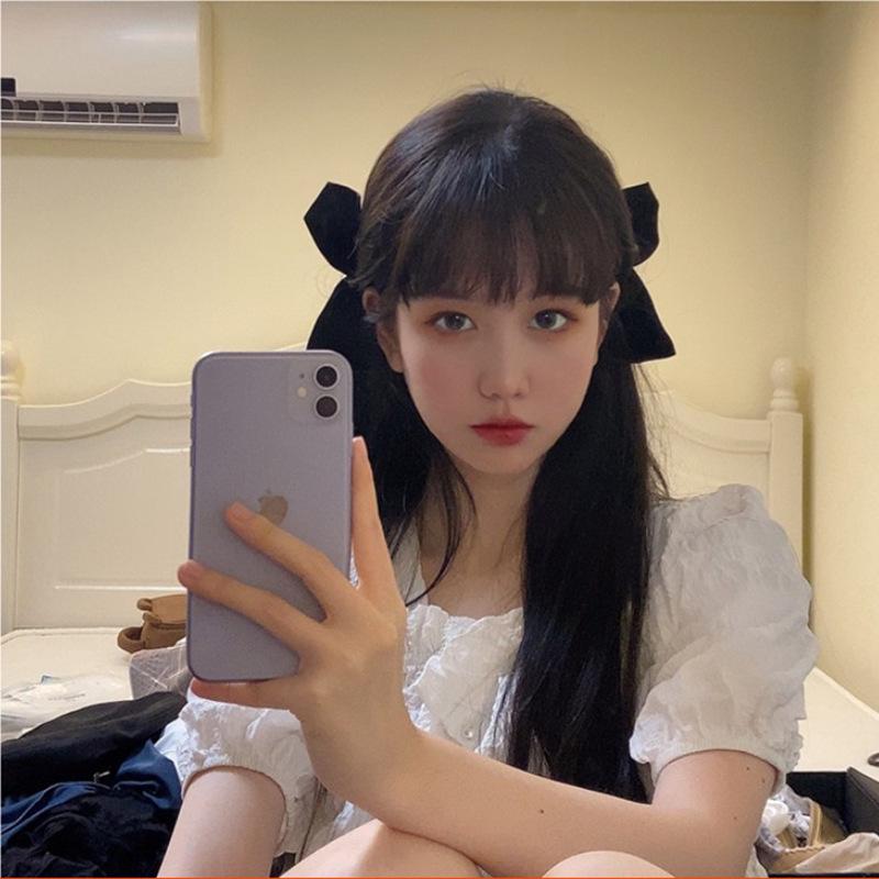 Большая шелковая заколка-бантик - корейский конский хвост и аксессуар для верхней заколки