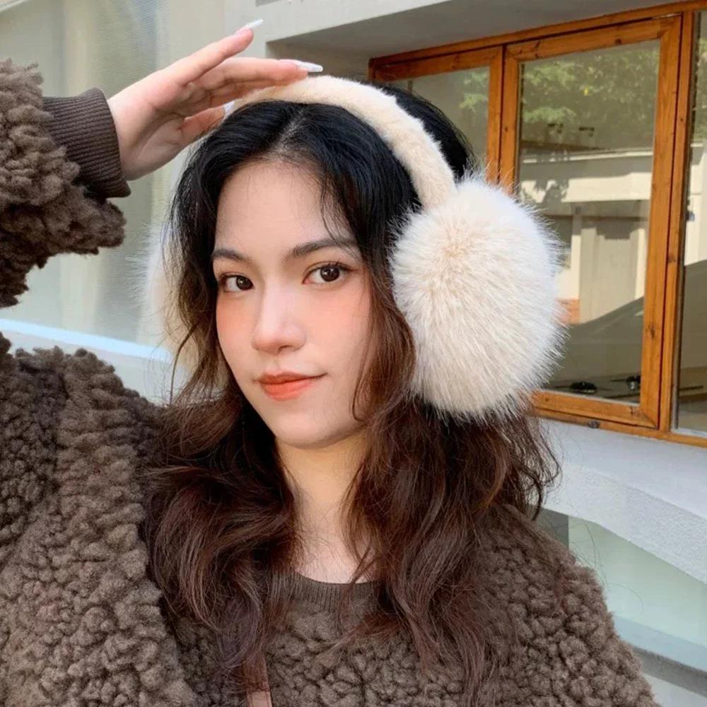 Модные мягкие зимние наушники из искусственного меха для женщин и мужчин, однотонные наушники-вкладыши для защиты от холода, защитные наушники для ушей