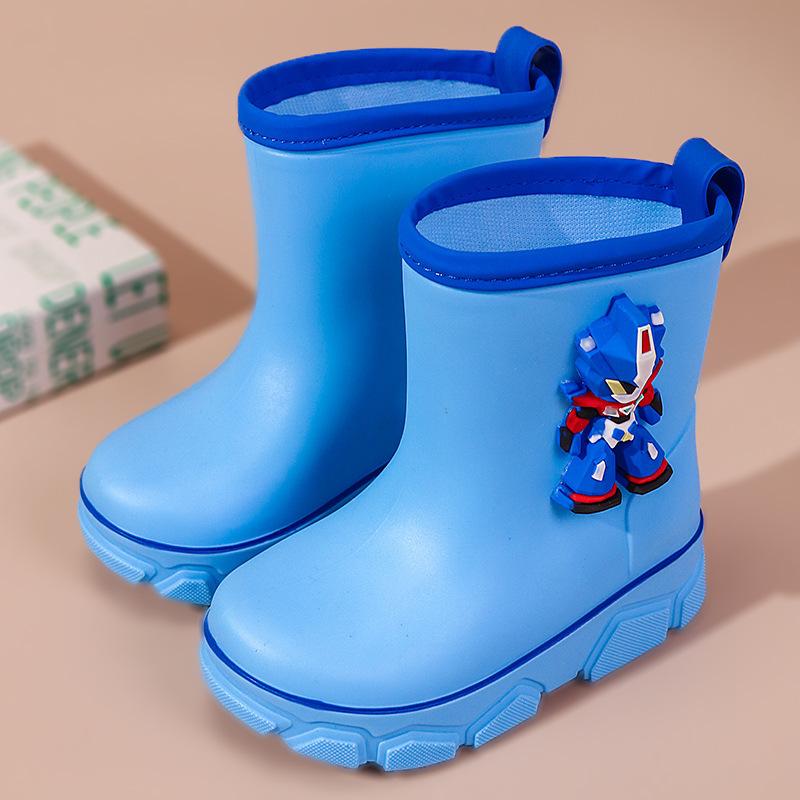 2025 детские дождевики с рисунком из мультфильма износостойкие бархатные теплые и нескользящие школьные водонепроницаемые сапоги средние и большие детские дождевики