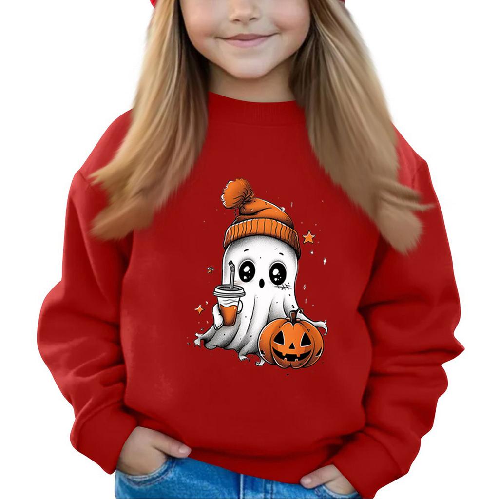 Halloween Day Girls Round Neck Pullovers For Kids Printed Baby Tops