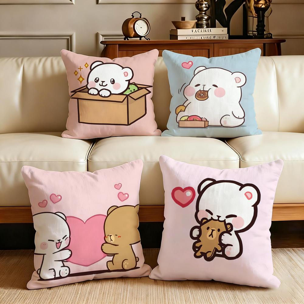 Cute Milkbear Cushion Cover Cushion Cover Set 4Pcs 50x50 45x45 40x40 Pillowcase Decorative Sofa Home Decor
