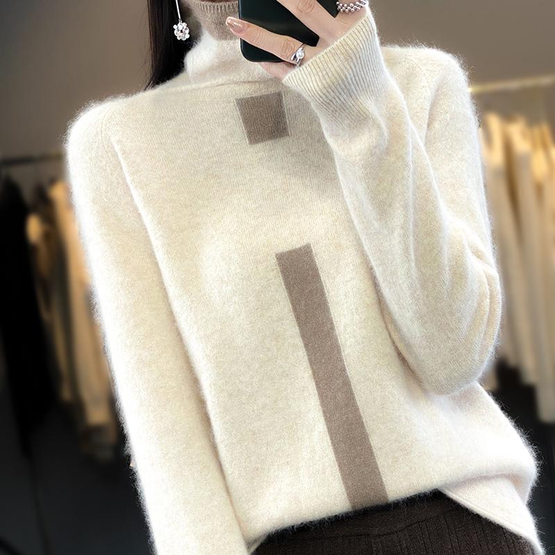 Lafarvie Mink Cashmere Turtleneck Sweater Women Autumn Winter Coloth Soft Warm Jumper Pull Femme Hiver Jumper Pullove Outwear
