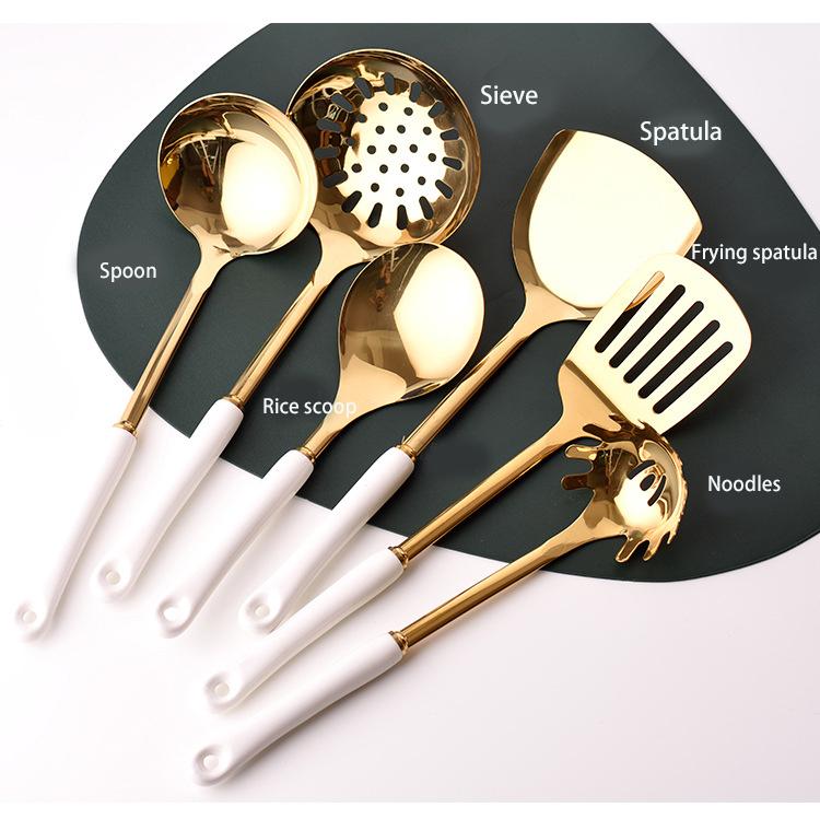 Современный и простой набор кухонной утвари из 7 предметов из нержавеющей стали, кухонные принадлежности, лопатка, ложка, домашняя кухонная утварь