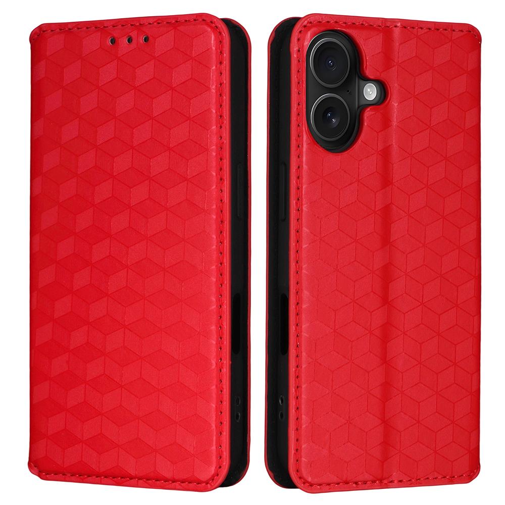 For iPhone 17 Case Wallet Rhombus Imprinted Leather Phone Cover