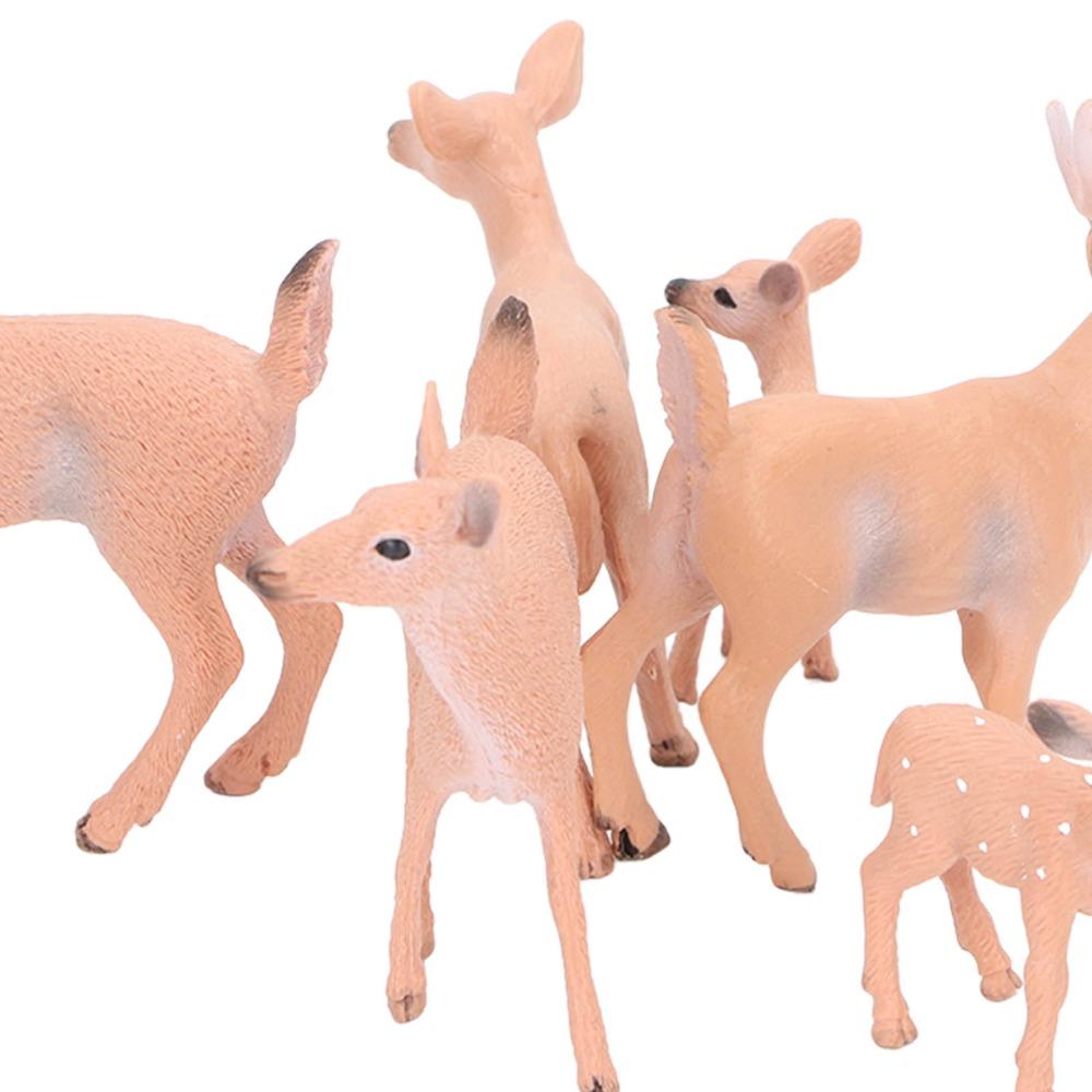 6pcs Small Deer Cake Topper Lifelike Woodland Animal Figurines Christmas Scene
