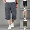 Men's Calf-Length Pants Loose Fit Cargo Pants with Drawstring Hem Zippered Summer Multi-Pocket Casual Joggers for Everyday Wear Sports Street