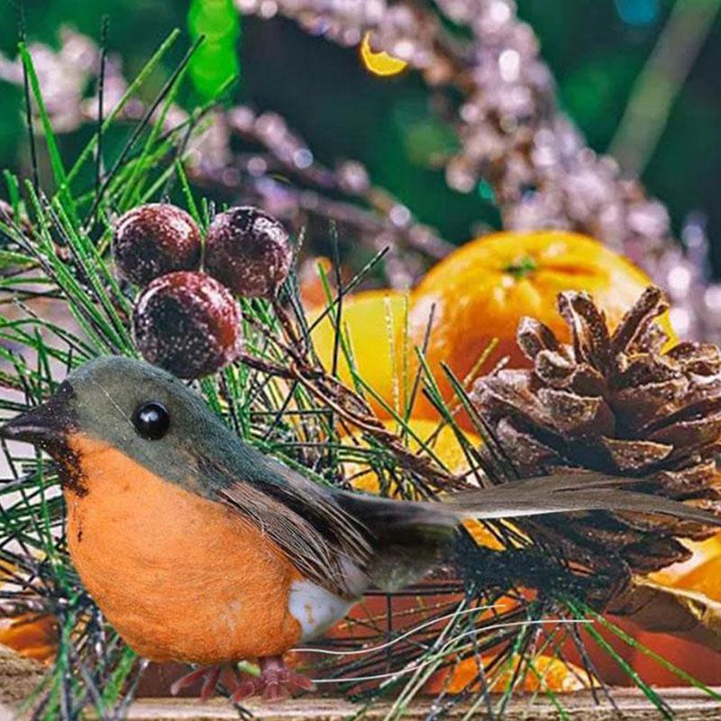 1Pcs Robin Bird Christmas Mini Artificial Bird Christmas Tree Decorations