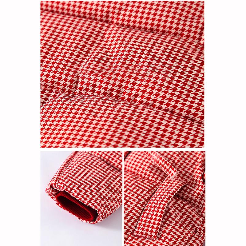 Клетчатая Ретро Пуховая Куртка Модная Повседневная Хлопковая Куртка для Девочек