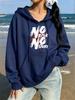 No Risk No Story Prints Hoodies Womens Winter Jogging Pullovers Casual Fleece Warm Loose Sweatshirts Basics Pocket Streetwear