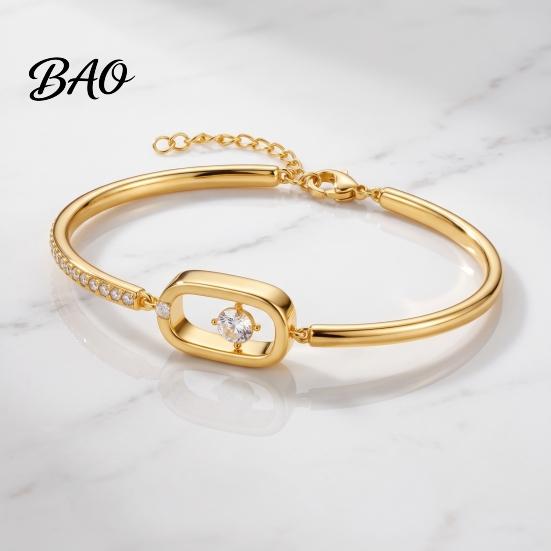 Commuter Style Daily Accessory Sparkly Zircon Bangle Bracelet for Women, Shiny Geometric Rhinestone Sophisticated Banquet Jewelry Adjustable Bracelet,