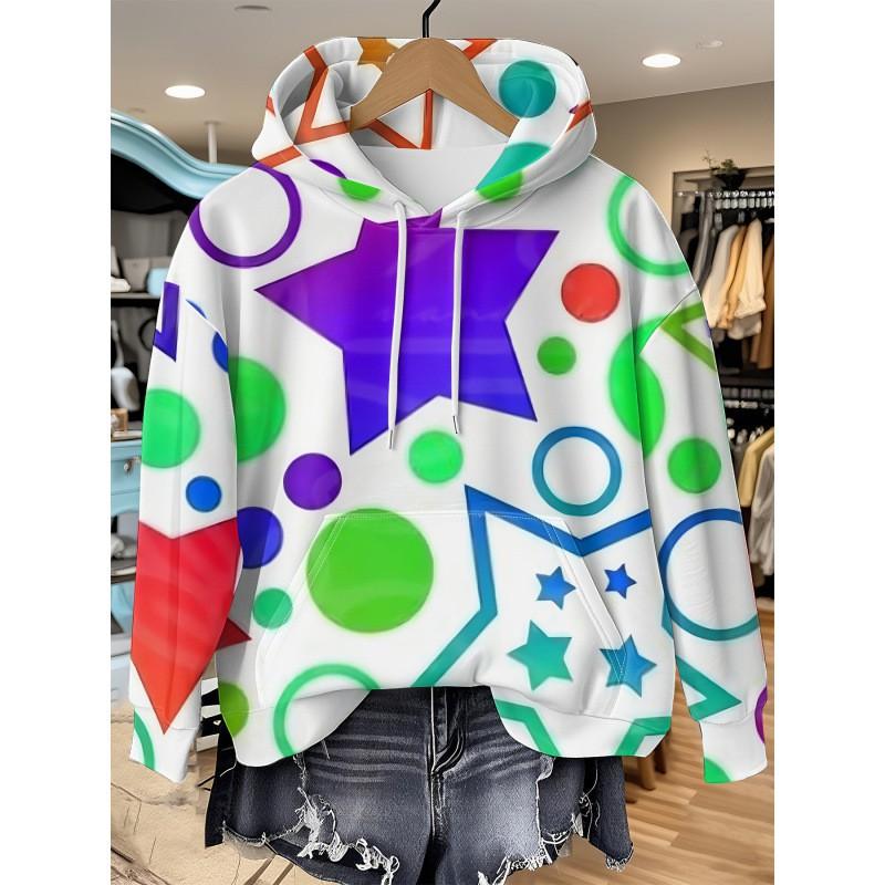 Womens Oversized Hooded Long Sleeve Sweatshirt With Floral Plaid Print Comfortable Breathable Casual Top