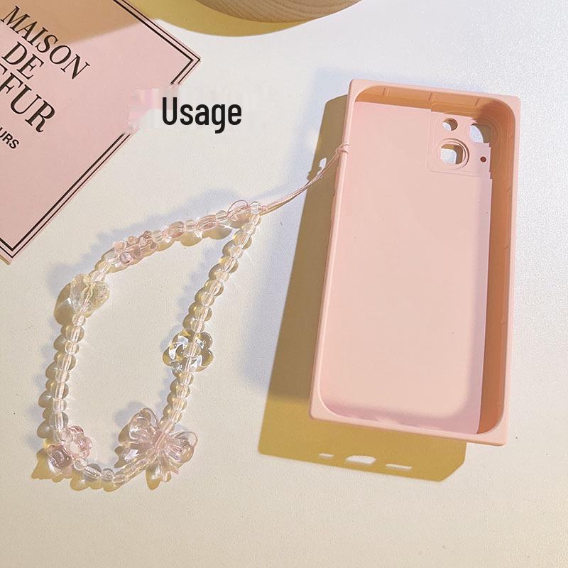 Розовый браслет-шарм в виде сердца из бисера для чехлов для мобильных телефонов