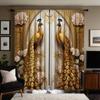 Двухсекционная цифровая желтая занавеска HD с изображением цветка пиона и павлина, стиль украшения дома, украшение гостиной, спальни, штанга для одежды