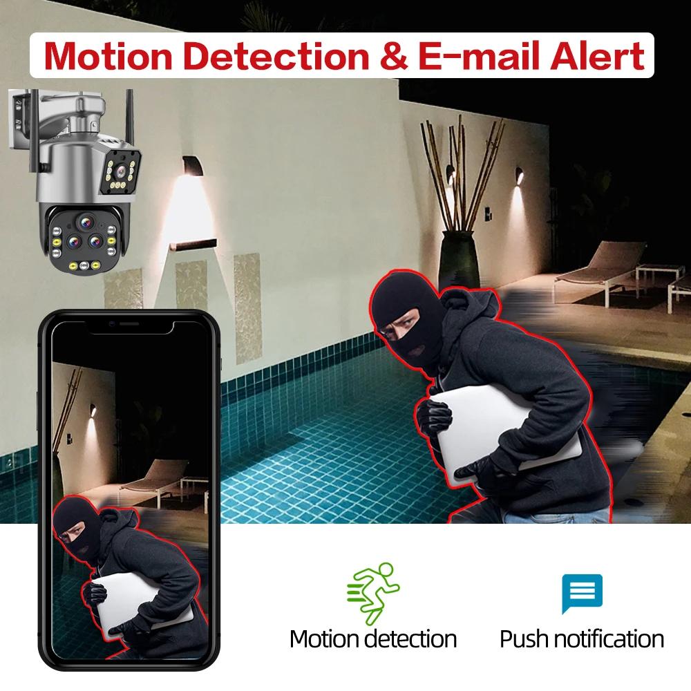 2025 20-кратный зум PTZ WiFi камера наблюдения 8K 16MP уличная 360 беспроводная видео безопасность IP-камеры четыре объектива 25 мм камера с автоматическим слежением