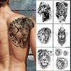 Compass Lion Temporary Tattoo For Men Women Adult Geometry Wolf Moon Tattoos Sticker Devil Animal Flower Fake Black Tatoos Back