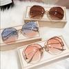 New Rimless Cut Edge Sunglasses Women's Large Frame anti-UV Sunglasses