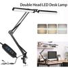 Настольная лампа с двойной головкой, вращающаяся на 360°, 160 светодиодов, светодиодная настольная лампа, ночник, лампа с поворотным кронштейном, спальня