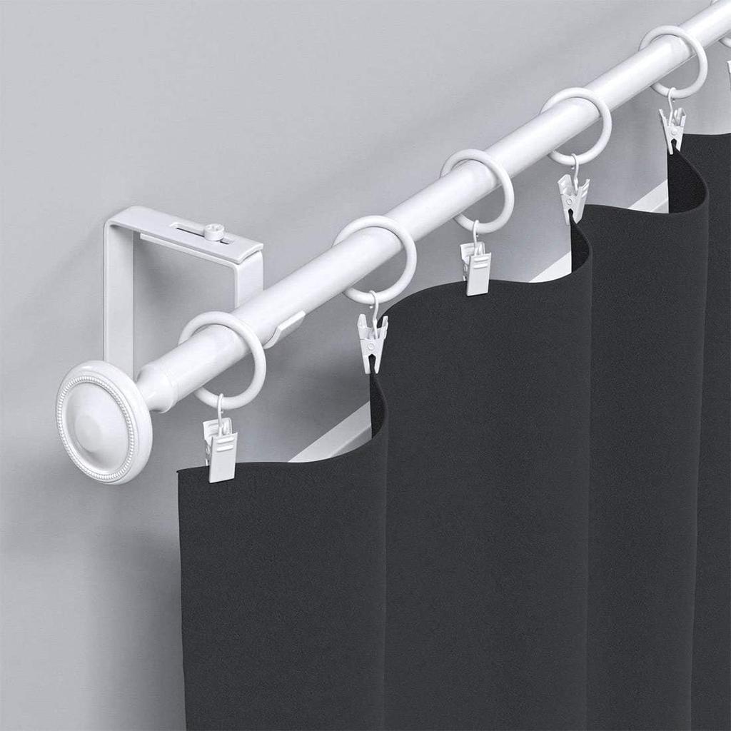 KAIY Set of 14 Curtain Rings with Clips, White Iron Metal Curtain Rod Rings with Clips for Drapes, Drapery Ring for Baby Clothes, Baby Pants Hangers,