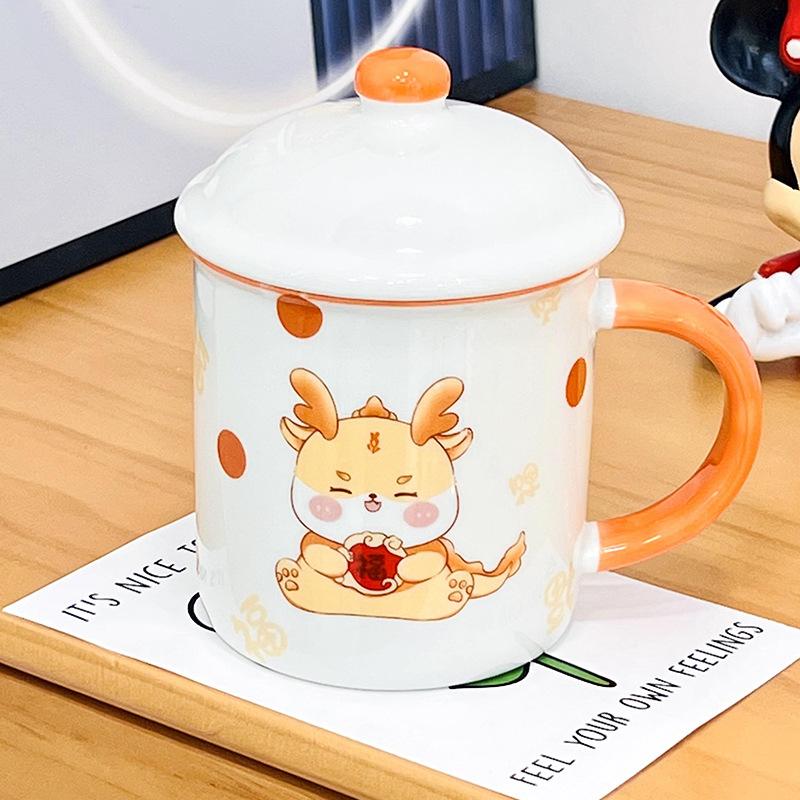 Парная кружка с крышкой и ложкой, чашка для воды, подарок, сувенир, открытая милая чашка для девочек, высококачественная керамическая кружка