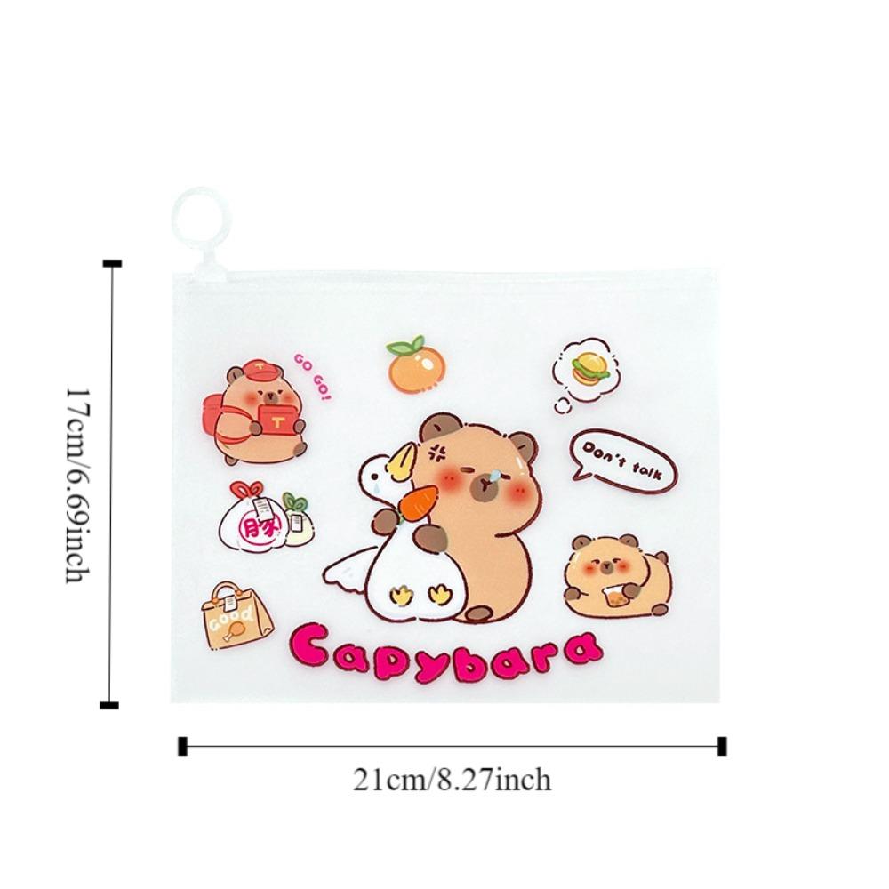 PVC Capybara File Bag Cute Cartoon Zip File Bag New Test Paper Storage Pouch  Student