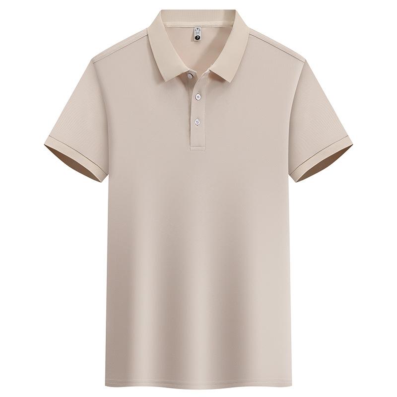 Summer Men's Short-sleeved Polo Shirt, Simple Business Casual Solid Color Lapel T-shirt, Ice Silk, Breathable and Versatile