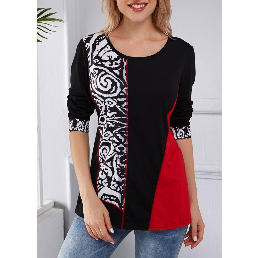 HNXC Women's Fashion Casual Autumn Winter Long Sleeve O-Neck Blouses & Shirts