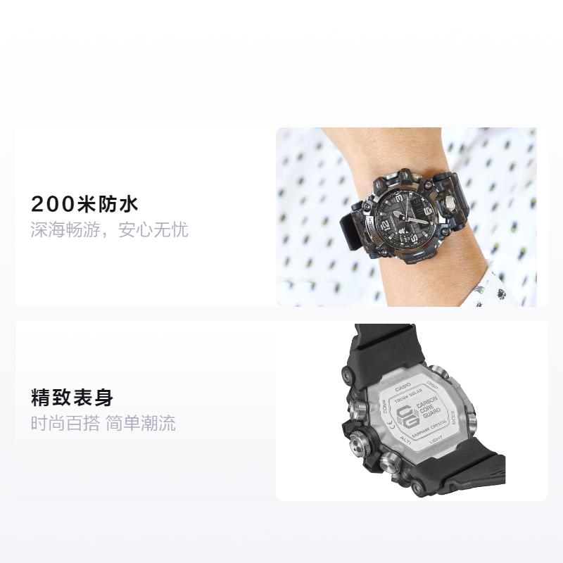 Casio Серия MASTER OF G-LAND Серия G-Shock Водонепроницаемость 200 метров Солнечный кварц Ремешок из смолы Мужские часы Черный циферблат GWG-2000-1A1JF
