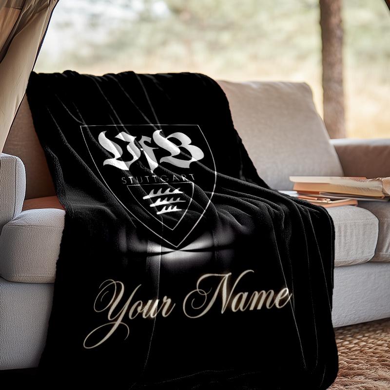 Custom Name Vfb Stuttgart Mascots Throw Blanket - Perfect for Couch, Bed, Office, and outdoor Travel - Ideal Gift for Christmas & Holidays