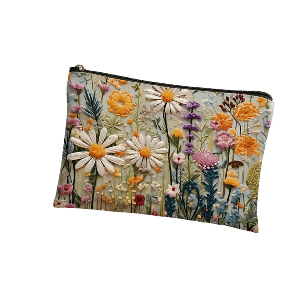 Double-sided Printed Toiletries Organizer Floral Cosmetics Storage Bag Outdoor Use