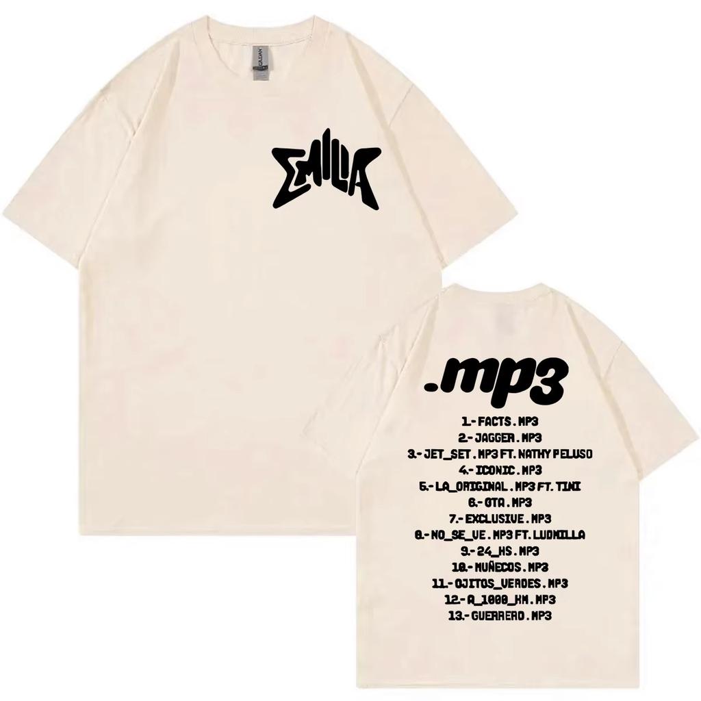 Singer Emilia Mernes MP3 Double Sided Print Tshirt High Quality Fashion Short Sleeve T Shirts Unisex Women Casual Loose Tshirts