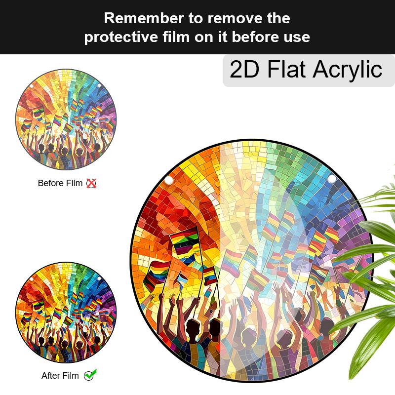 Acrylic Rainbow Pride Suncatcher Stained Glass Effect Window Hanging Ornament Colorful Home Decor