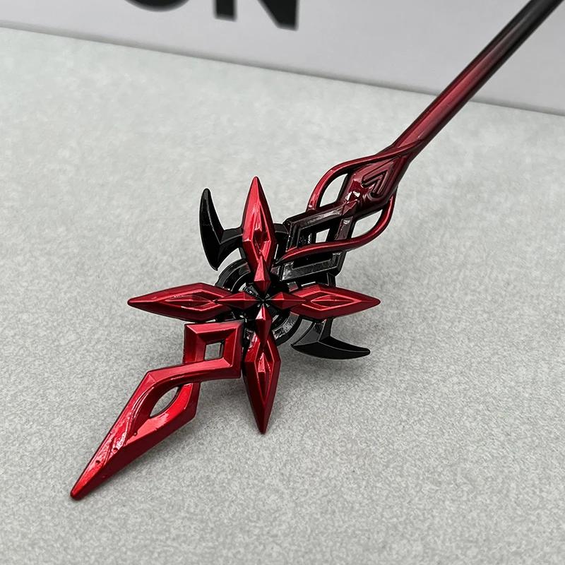 21 см Игра Genshin Impact Реплика Кровавая Луна Полумесяц Копье Металлический Древковое Оружие Модель Арлекино Декоративный Аксессуар Игрушка