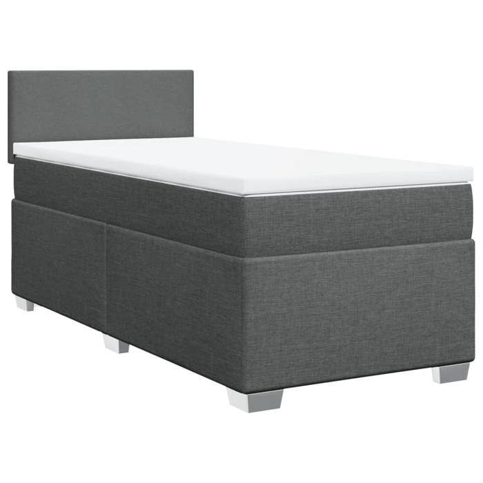 Maison Exclusive - Sommier à lattes de lit avec matelas Gris foncé 100x200cm Tissu