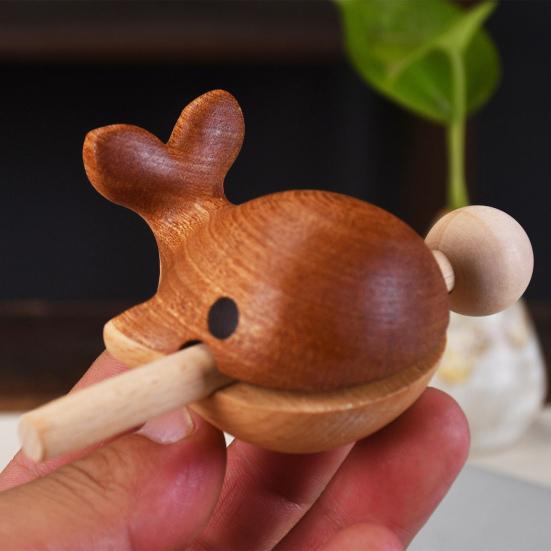 Деревянная игрушка-рыбка в виде кита с молоточком для снятия стресса, медитации с животными.