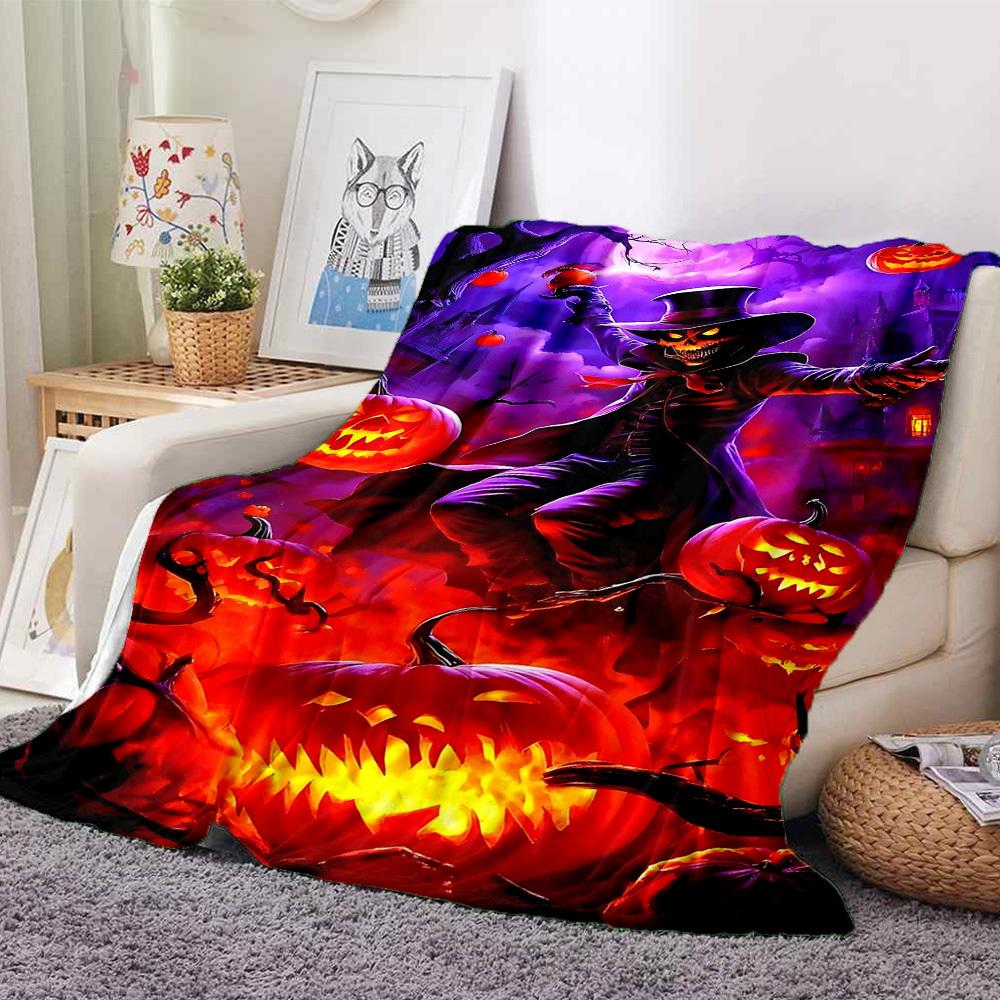 1PC Halloween Pumpkin Lanterns Blanket, Throw For Sofa, Bed, Travel, Camping, Livingroom, And Bed, Printing Blanket With Soft And Warm Fabric yy250918
