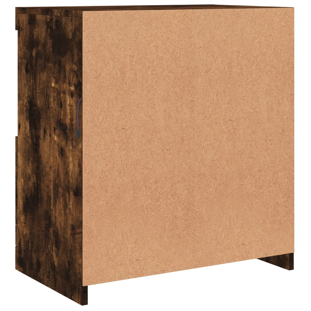 Sideboard with LED Lighting Smoked Oak 60.5 x 37 x 67 cm